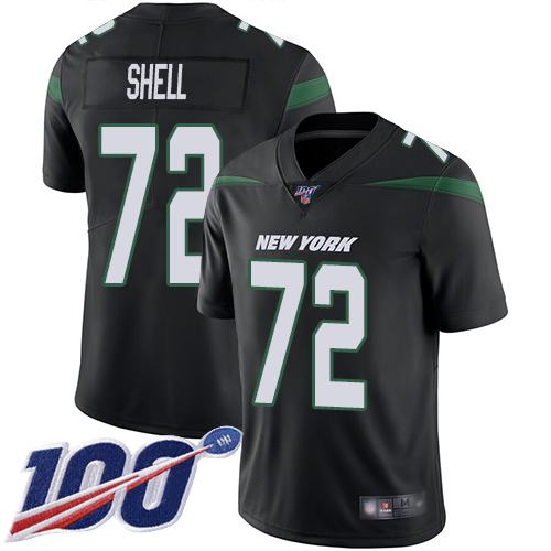 New York Jets Limited Black Youth Brandon Shell Alternate Jersey NFL Football #72 100th Season Vapor Untouchable